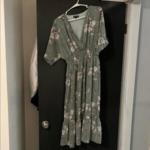 Floral Women’s Dress in Sage Green